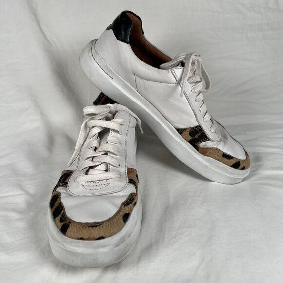 Cole Haan Shoes - Cole Haan Women's GrandPro Sneaker 9 White Leather Leopard Horse/Cow Hair Trim